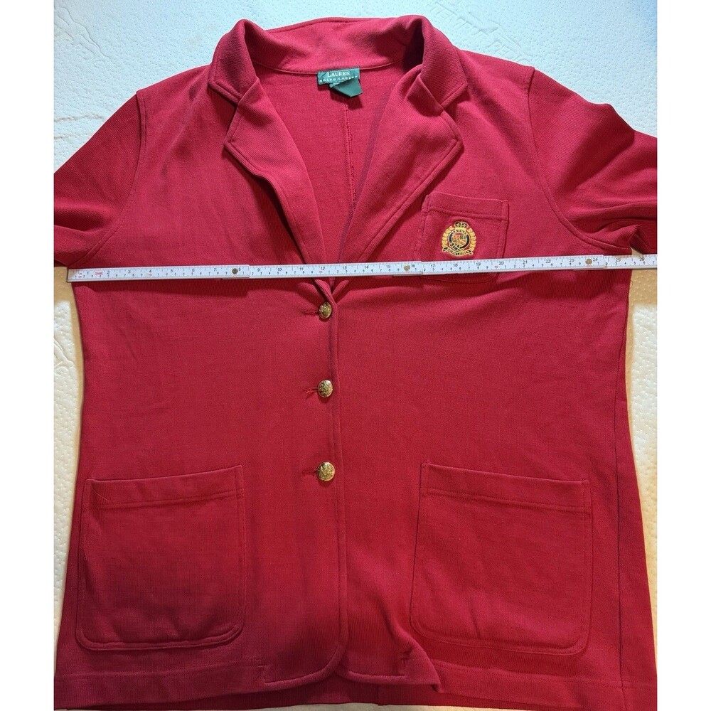 Lauren Ralph Lauren Royal Crest Sweater Cardigan PETITE Large PL Vintage - Picture 8 of 11